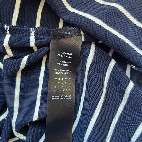 WHBM Navy Blue White Striped Bell Sleeve Knee-length Shift Dress Xsmall Women’s - Picture 12 of 13